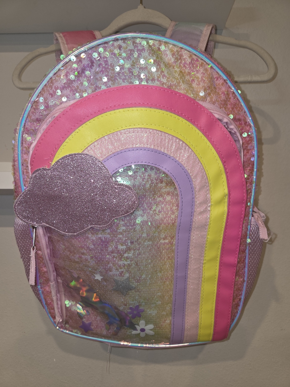 Sequin Rainbow Kids Backpack in Pink, Yellow & Lavender
